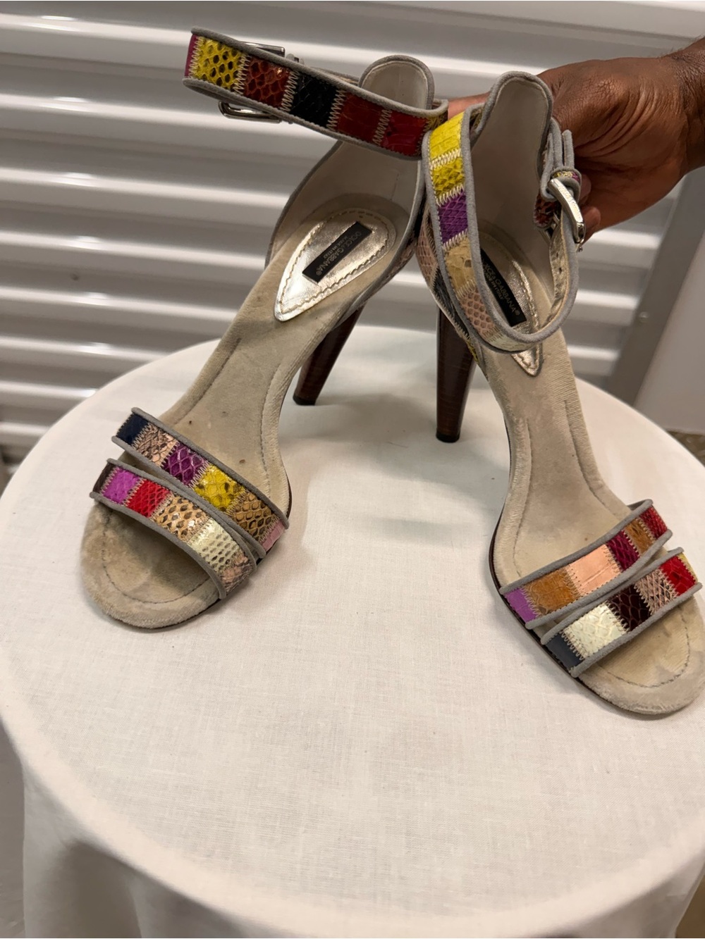 Dolce & Gabbana Multicolor Woven Strappy High Heels